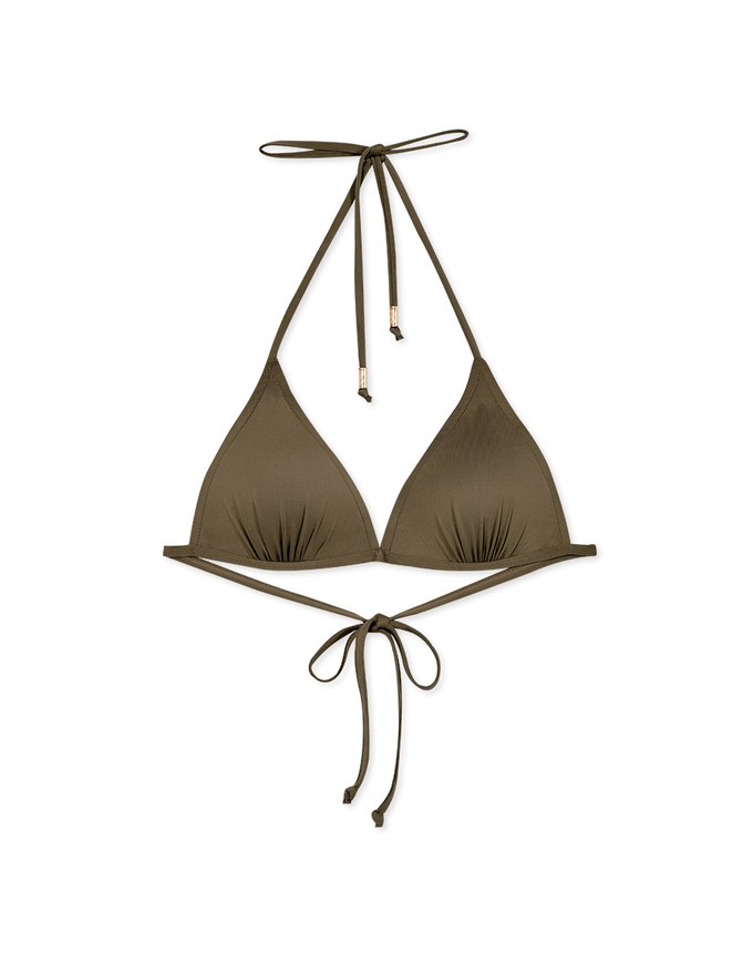 【PUSH UP】Classic Plain Color Bikini Top Single Strap And Bra Padded
