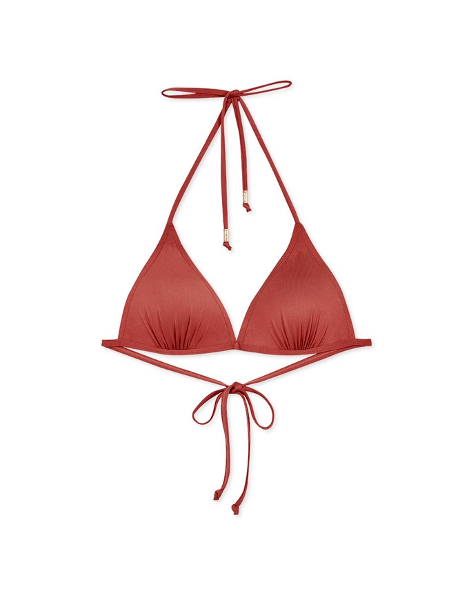 【PUSH UP】Classic Plain Color Bikini Top Single Strap And Bra Padded