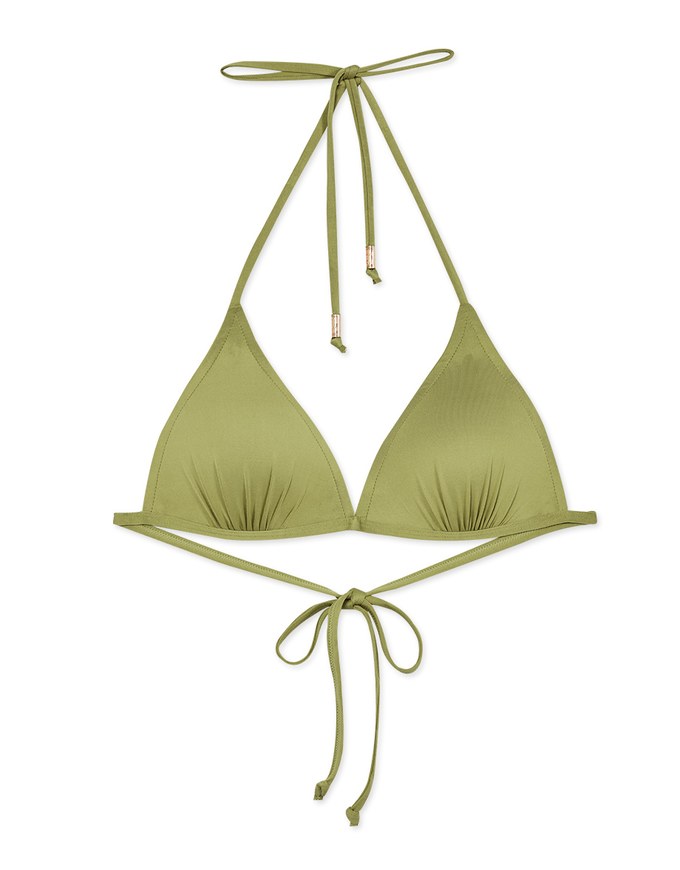 【PUSH UP】Classic Plain Color Bikini Top Single Strap And Bra Padded