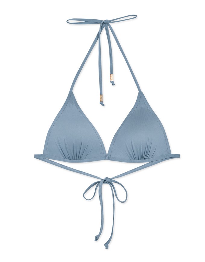 【PUSH UP】Classic Plain Color Bikini Top Single Strap And Bra Padded
