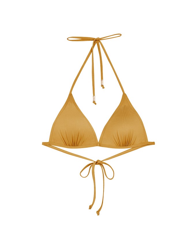 【PUSH UP】Classic Plain Color Bikini Top Single Strap And Bra Padded