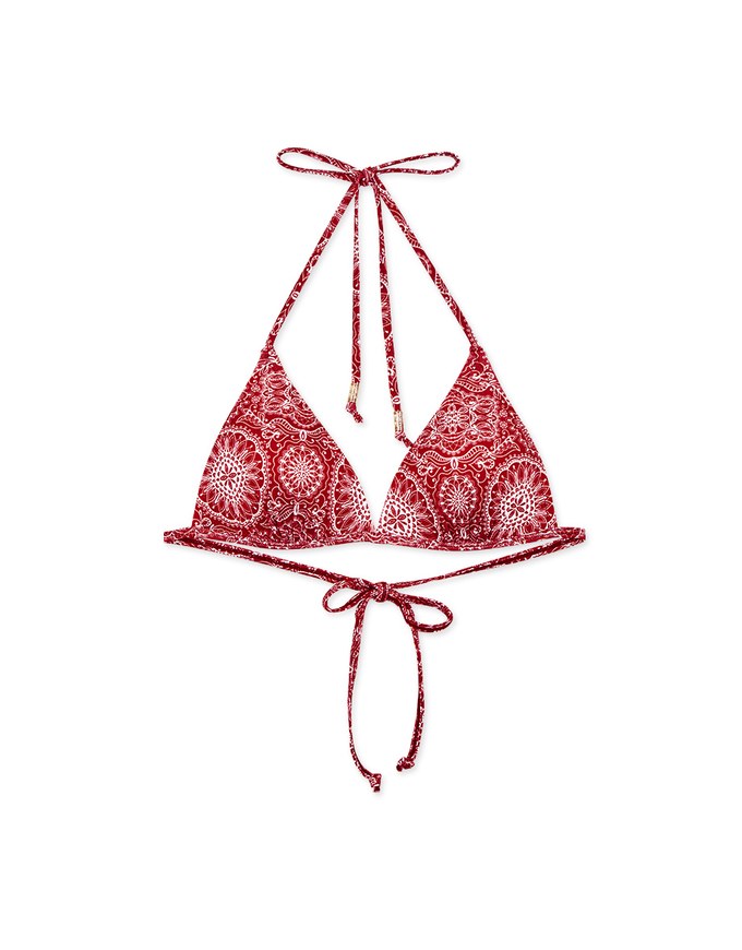 【PUSH UP】Printed Bikini Top Single Strap And Bra Padded