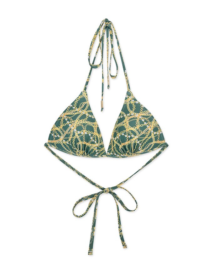 【PUSH UP】Printed Bikini Top Single Strap And Bra Padded