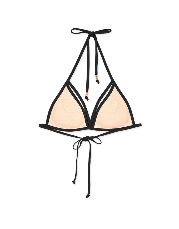 【PUSH UP】Plain Color Decorated Bikini Top Single Strap And Bra Padded