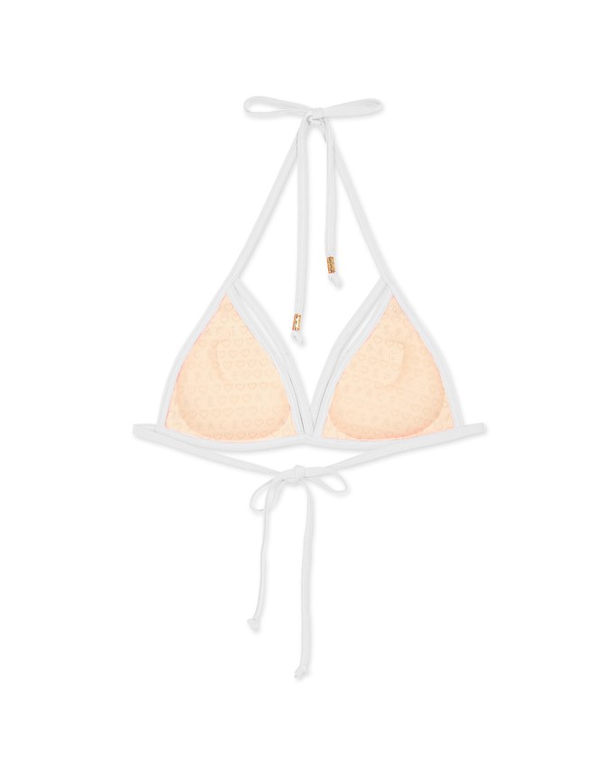 【PUSH UP】Plain Color Decorated Bikini Top Single Strap And Bra Padded