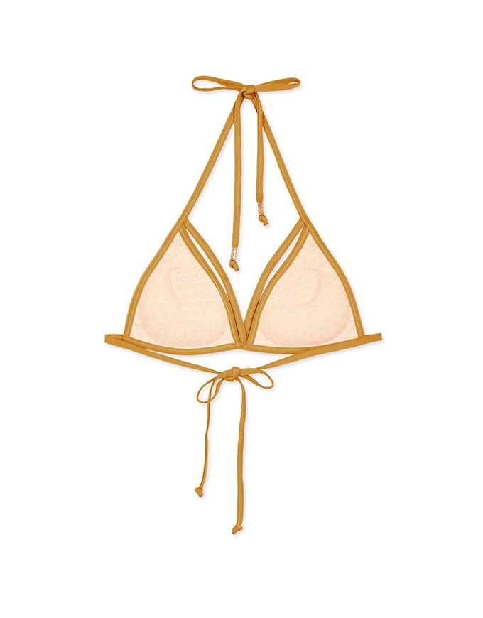 【PUSH UP】Plain Color Decorated Bikini Top Single Strap And Bra Padded