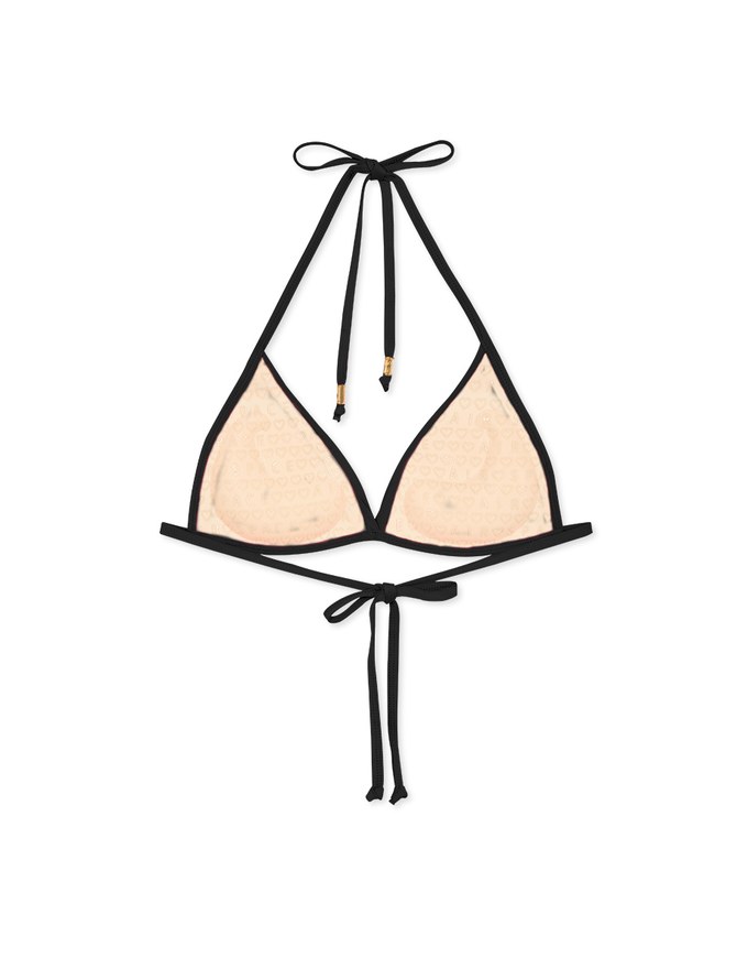 【PUSH UP】Plain Color Bikini Top With Twist Design Single Strap And Bra Padded