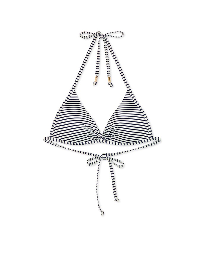 【PUSH UP】Printed Bikini Top With Twist Design Single Strap And Bra Padded