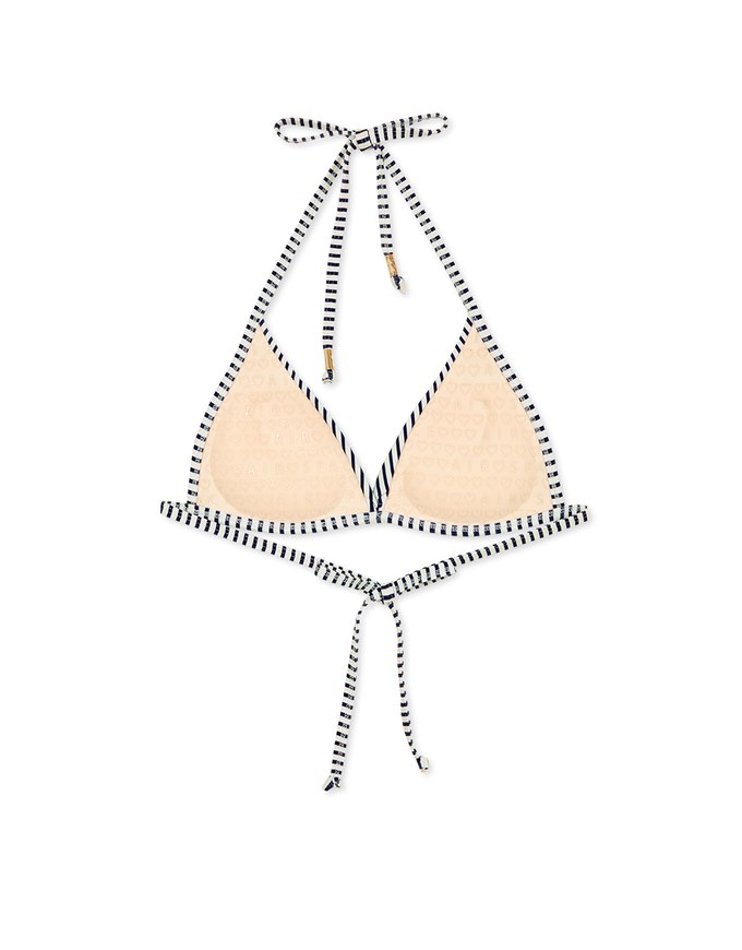 【PUSH UP】Printed Bikini Top With Twist Design Single Strap And Bra Padded