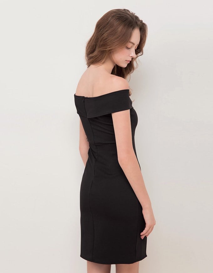 Off Shoulder Lapel Bodycon Dress