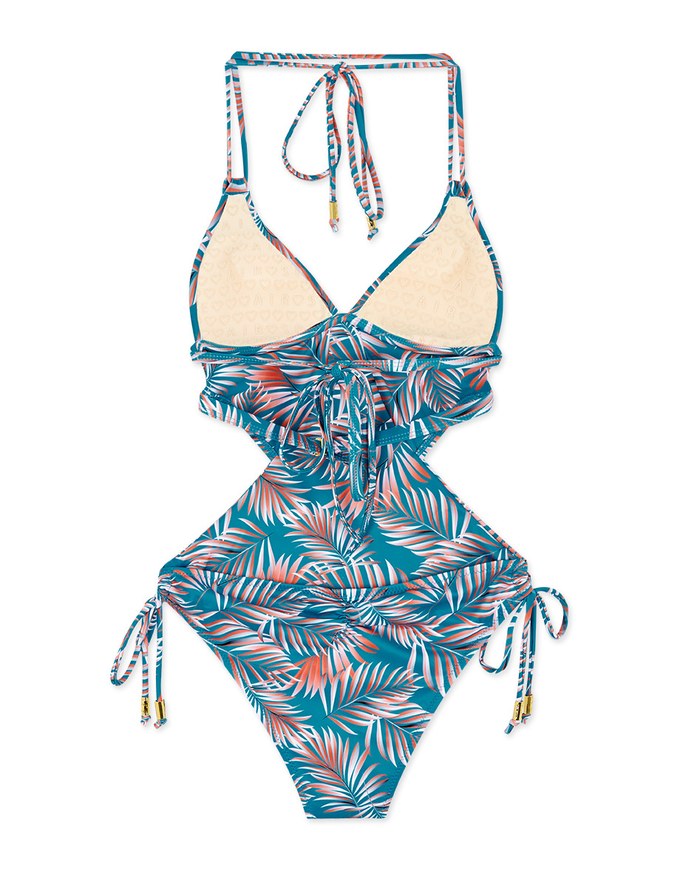 【PUSH UP】3Way Printed Dual-Strap One-Piece Bikini Top Bra Padded