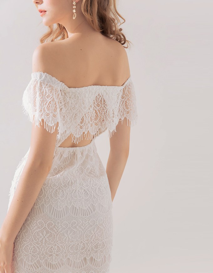 Eyelash Lace Off Shoulder Dress