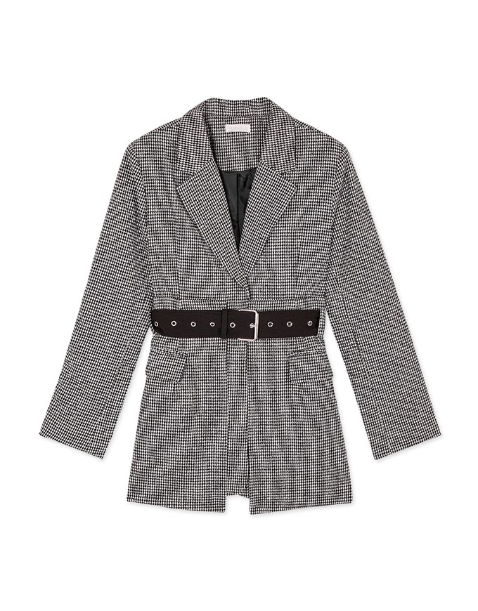 Chic Brushed Plaid Blazer (With Belt)