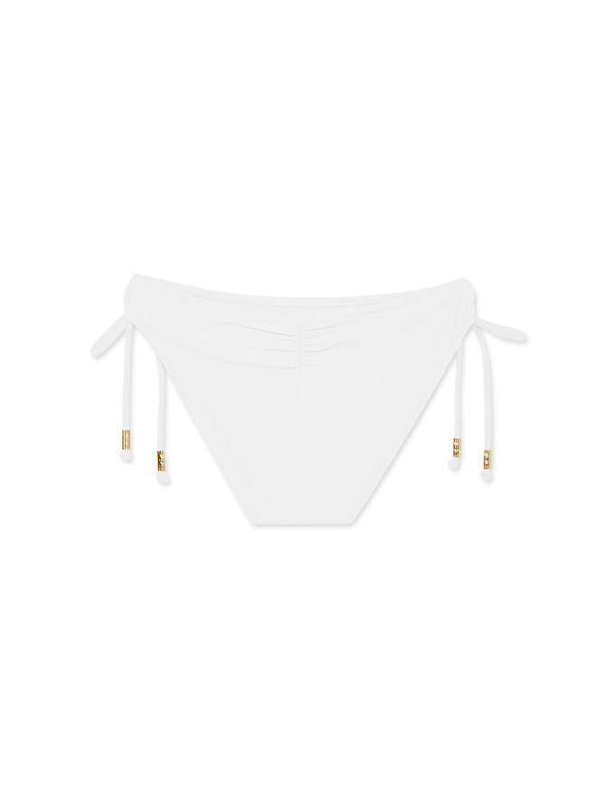 Plain Side Tie Shirred Back Bikini Bottom