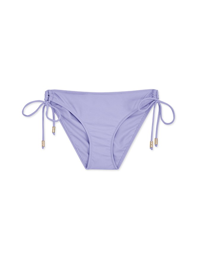 Plain Side Tie Shirred Back Bikini Bottom