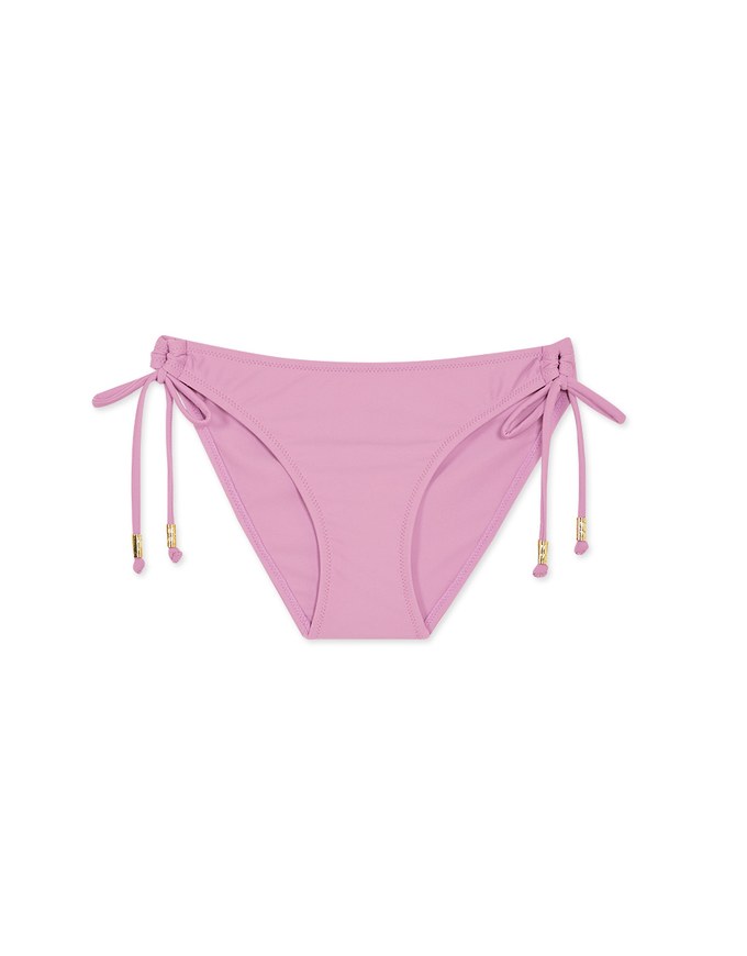 Plain Side Tie Shirred Back Bikini Bottom