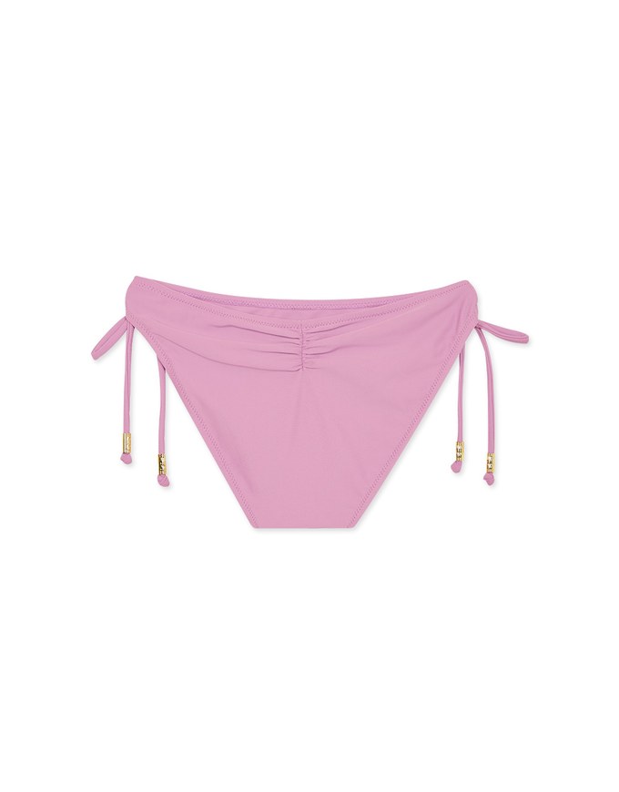 Plain Side Tie Shirred Back Bikini Bottom