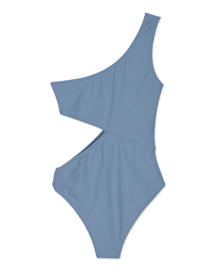 【PUSH UP 】One Shoulder Sexy Waist Cut Out One-Piece Swimsuit Push Up Bra Padded