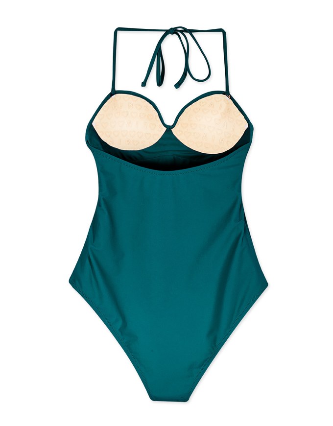【PUSH UP 】3Way Plain Twisted-Bandeau One-Piece Swimsuit Push Up Bra Padded