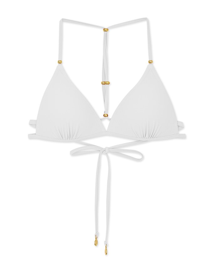 【PUSH UP】Beaded Y-Shaped Push-Up Bikini Top (Thick Padded)