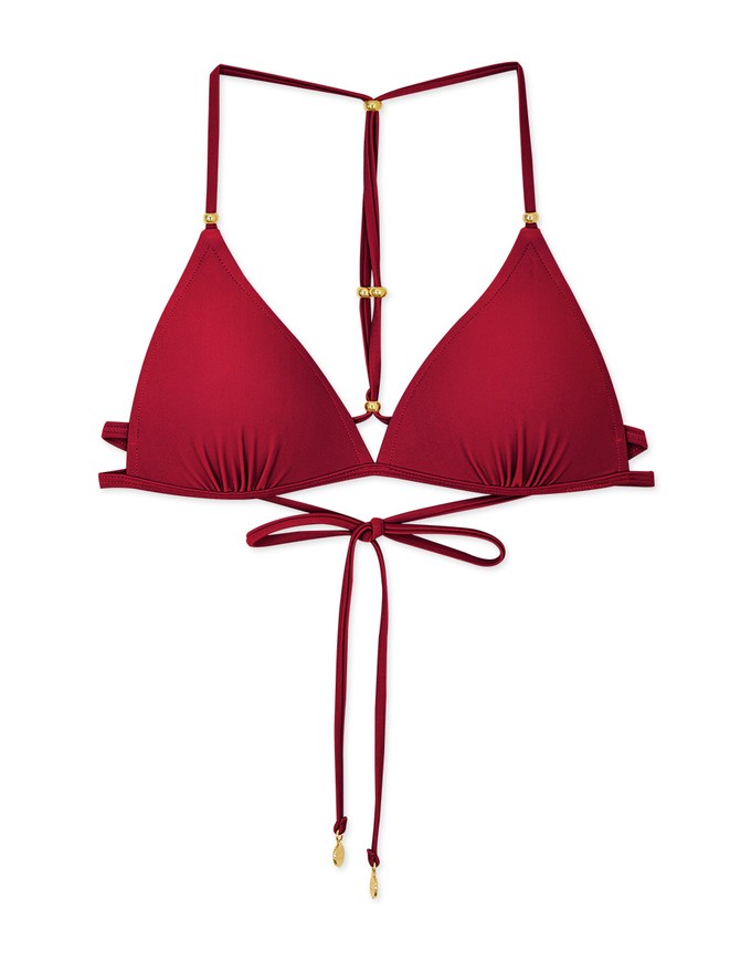 【PUSH UP】Bikini TOP Beaded Y-Shaped Push-Up Bikini Top (Thick Padded)