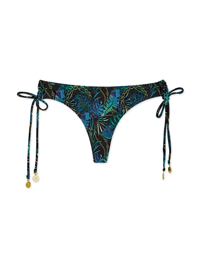 Printed Side Tie Thong Bikini Bottom