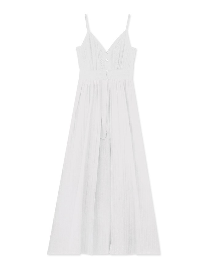 Lace Low Back Playsuit With Overlay Maxi Skirt