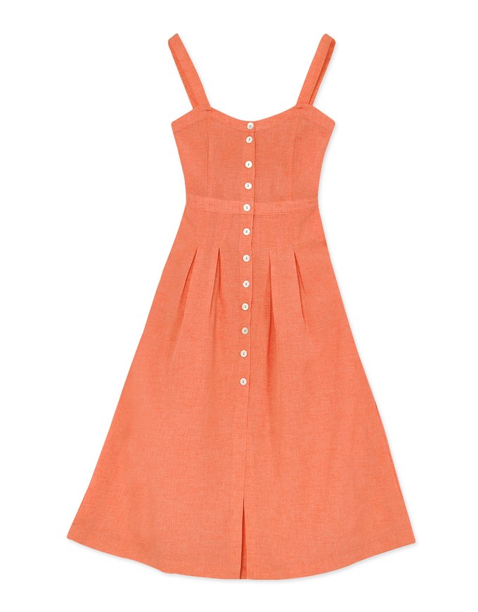 Button Down Linen Midi Tank Dress
