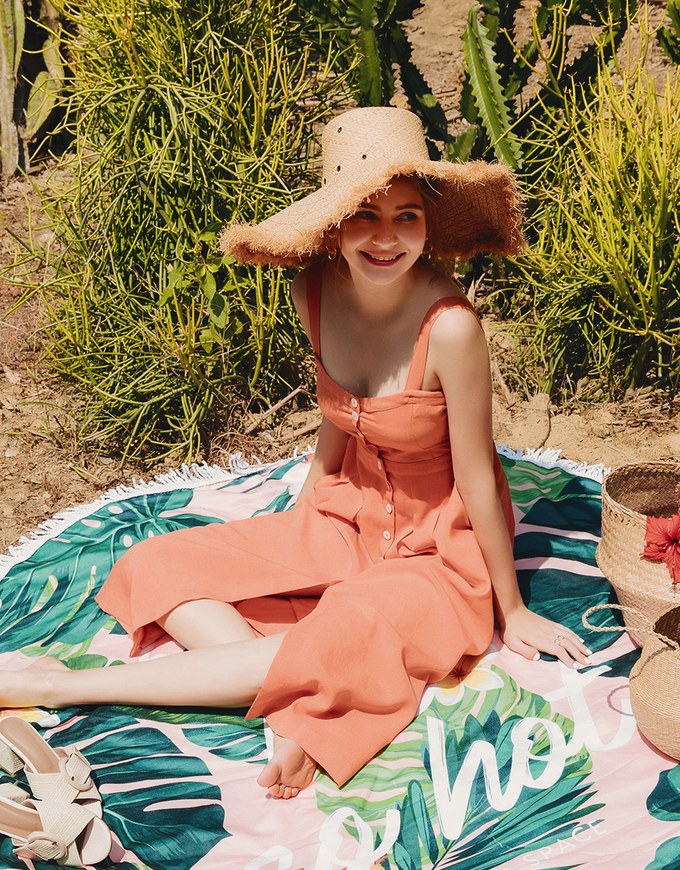 Button Down Linen Midi Tank Dress