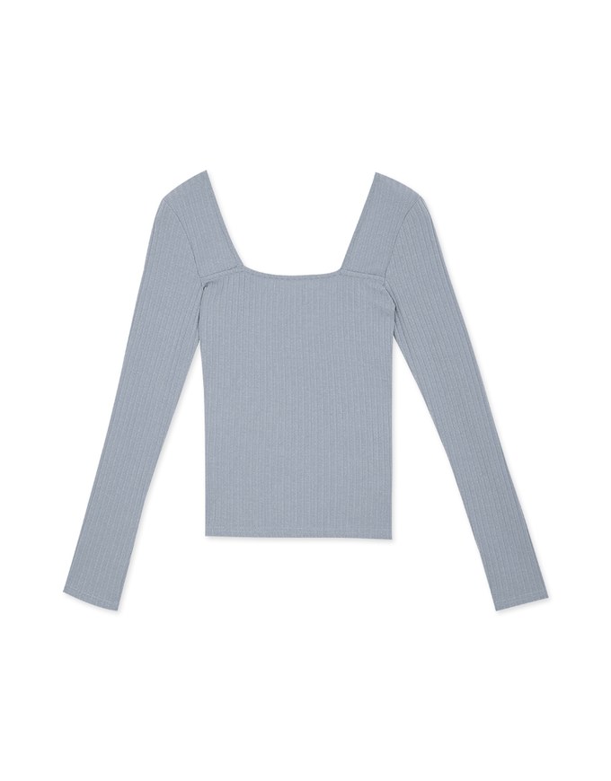 Vintage Square Neck Front Scrunch Knit Top