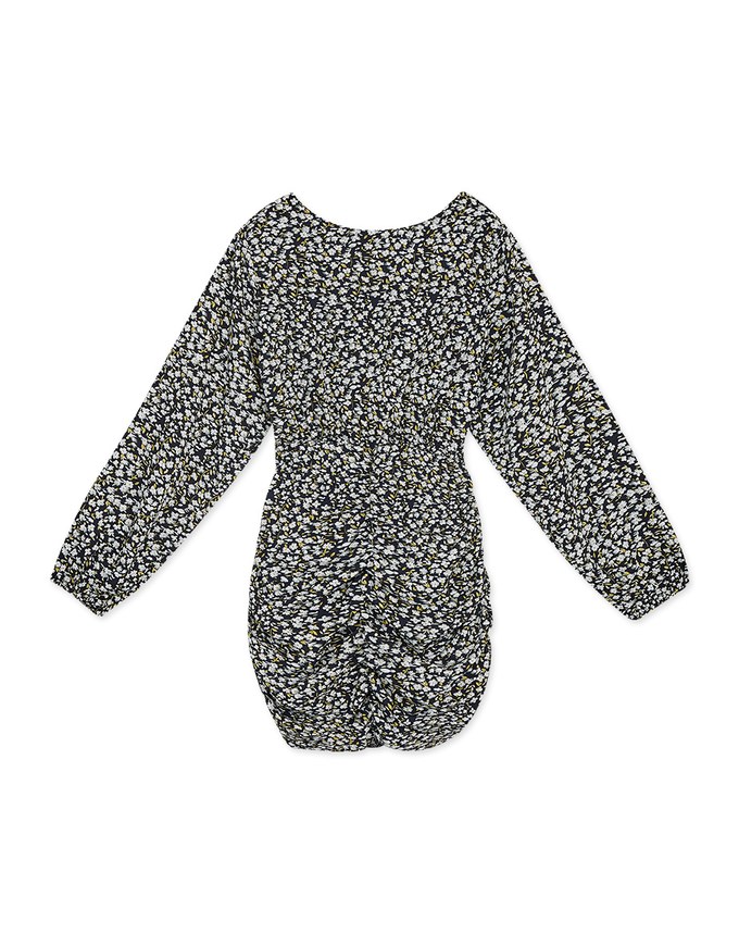 V-Neck Floral Draped Bodycon Mini Dress