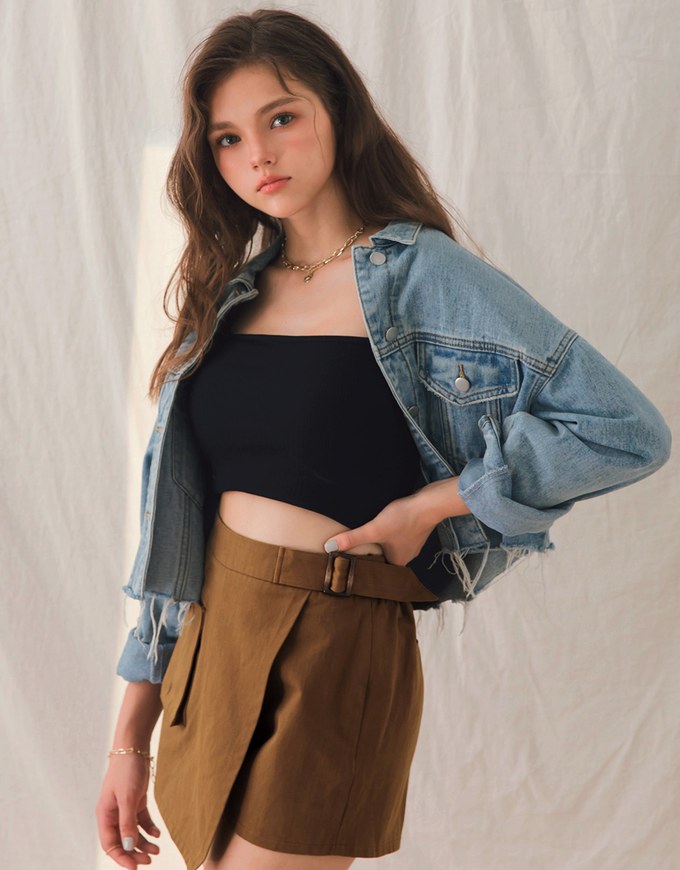 Stylish Pocket Elastic A-Line Skorts
