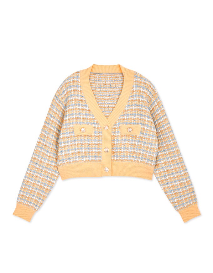 Tweed Button Up Cardigan Top