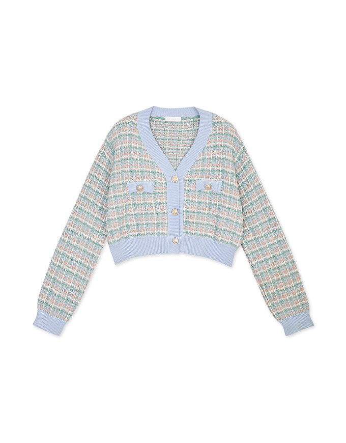 Tweed Button Up Cardigan Top