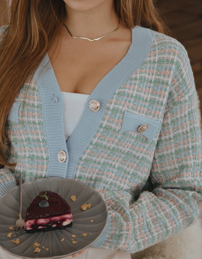 Tweed Button Up Cardigan Top