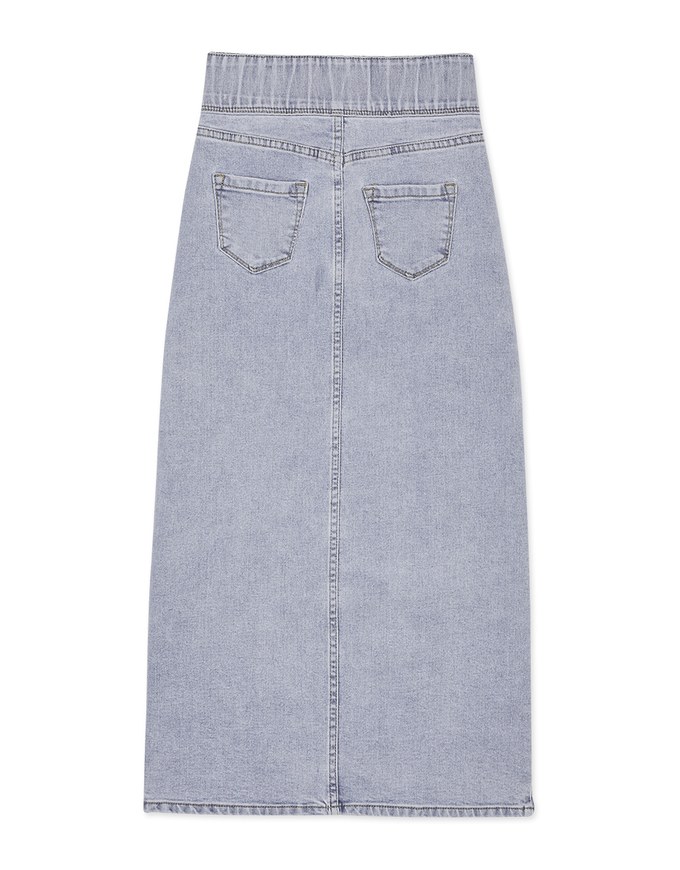 No Filter High Waisted Slimming Slit Denim Jeans Midi Skirt