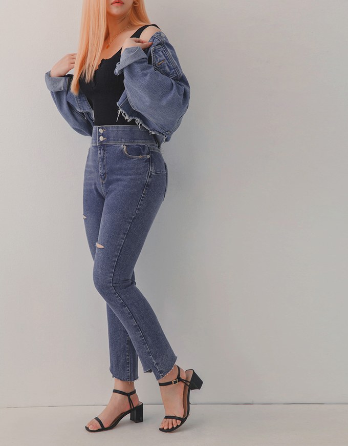 No Filter Shape-Up Slimming Straight-Leg Denim Jeans Pants