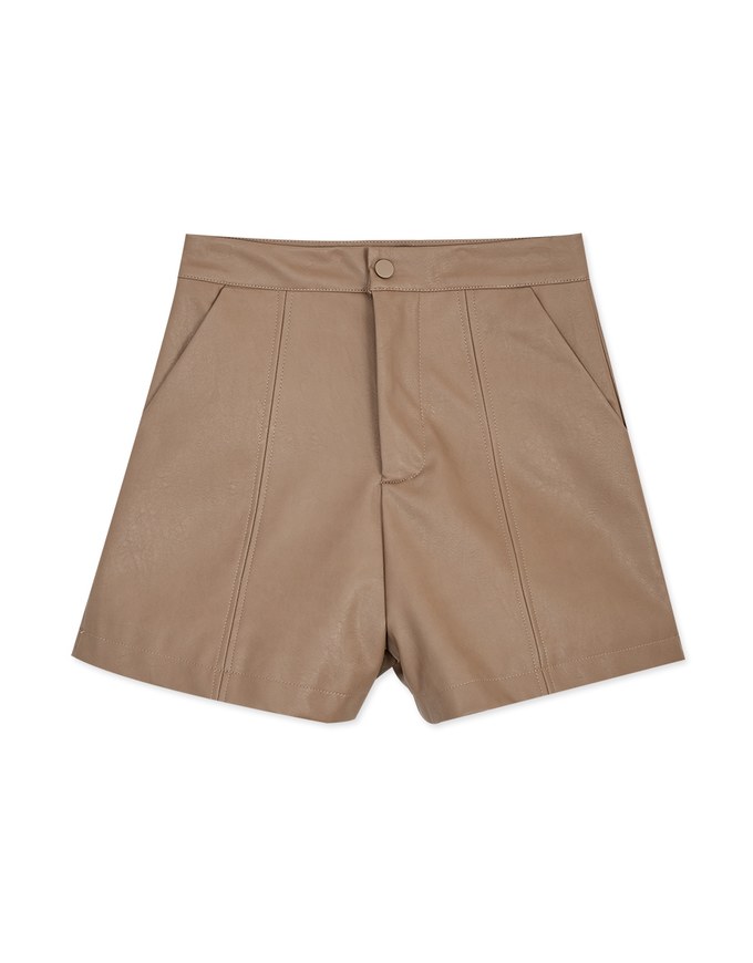 Textured A-Line Slimming Faux Leather Shorts
