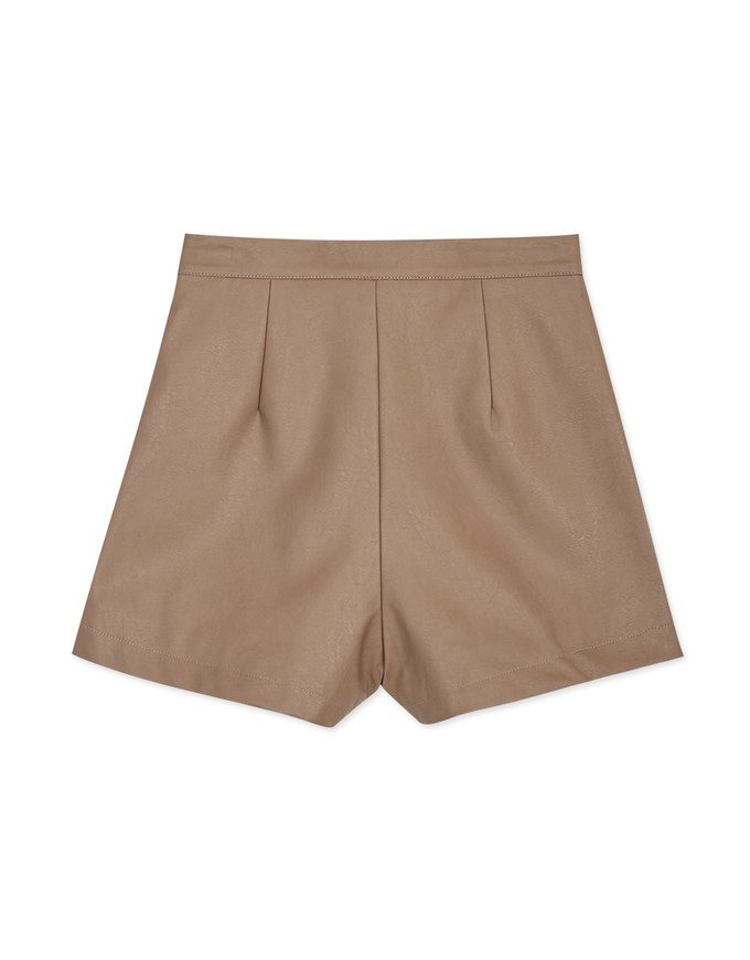 Textured A-Line Slimming Faux Leather Shorts