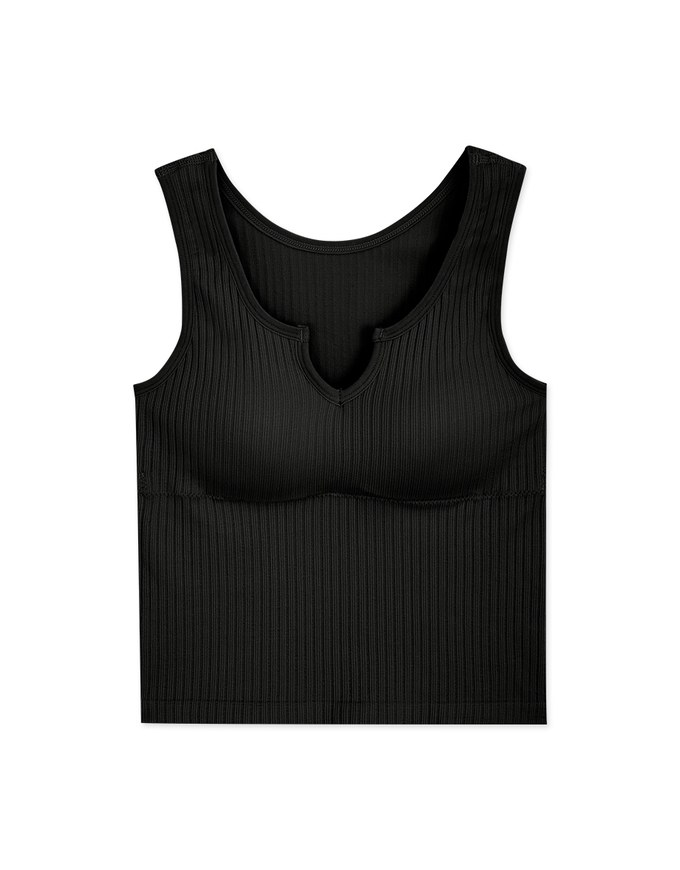 Little V Notch Neck Striped Bra Top