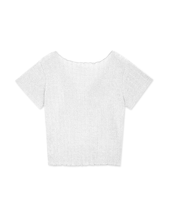 Little V-Neck Lettuce-Edge Hem Crop Top