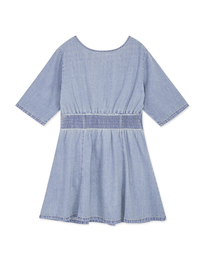 Classic V-Neck Button-Down Denim Jeans Dress