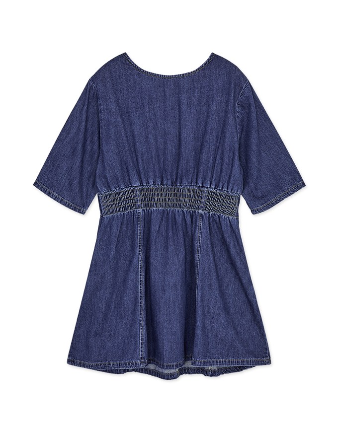 Classic V-Neck Button-Down Denim Jeans Dress