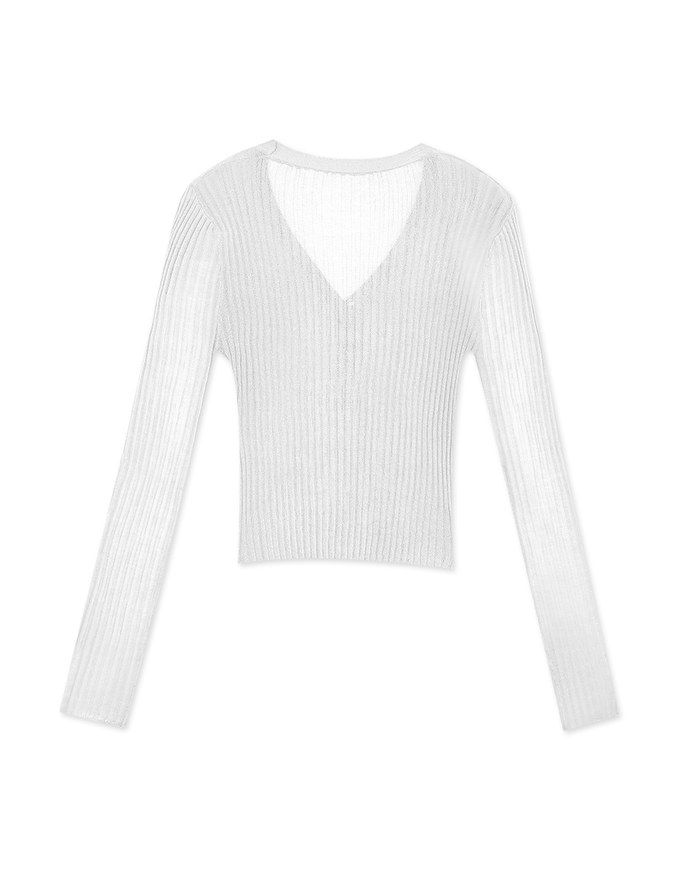 Appealing Sheer Button-Down Knit Top