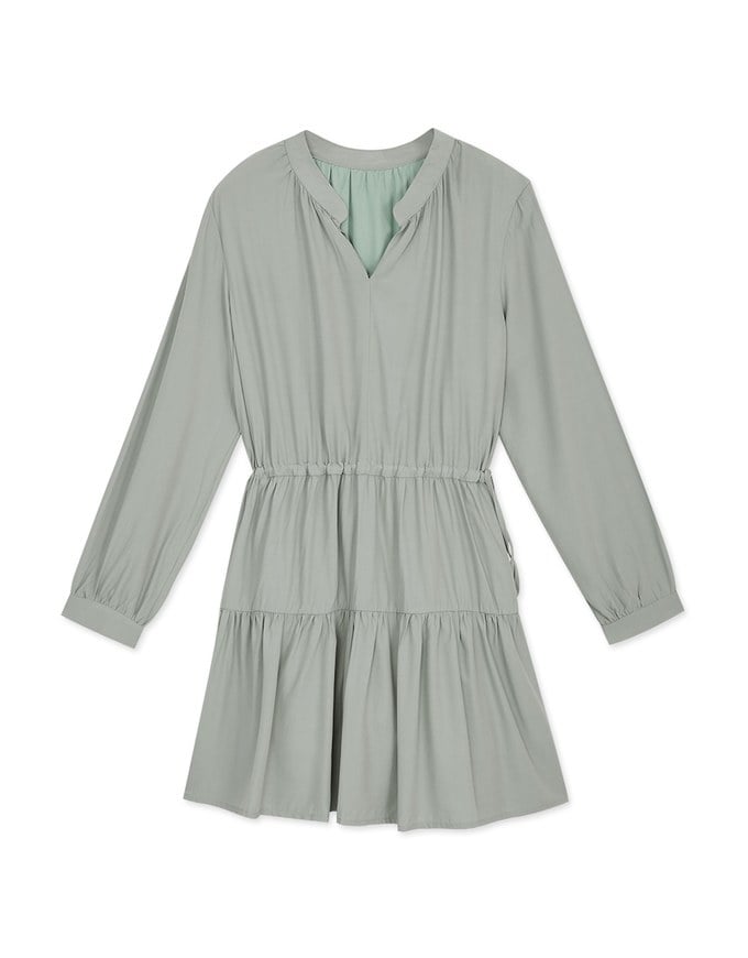 Sweet Tie-Side Cinched Waist Ruffle Dress