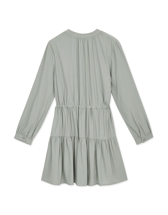 Sweet Tie-Side Cinched Waist Ruffle Dress