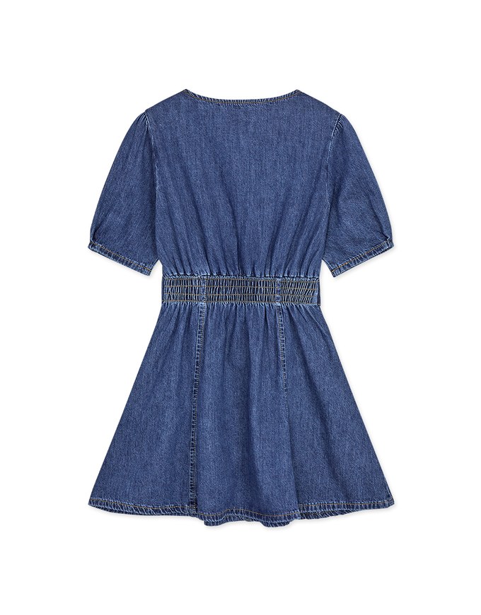 【Den!m LITE】Denim Dress Short Sleeves High Waisted Jeans Mini Dress