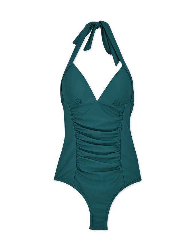 【SLIMMING】Halter Waist Trainer Sculpting Swimsuit Push Up Bra Padded