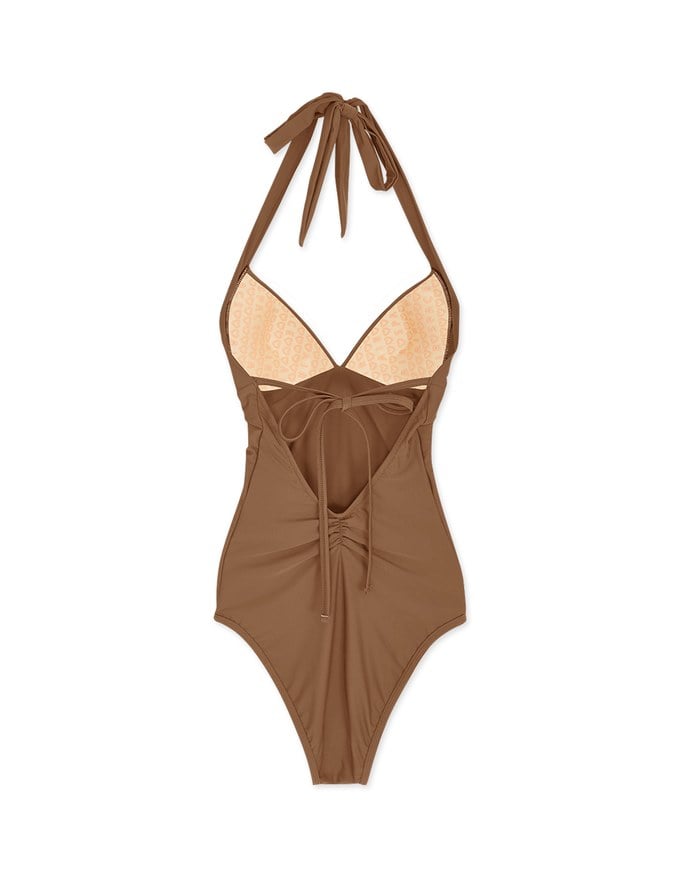 【SLIMMING】Halter Waist Trainer Sculpting Swimsuit Push Up Bra Padded
