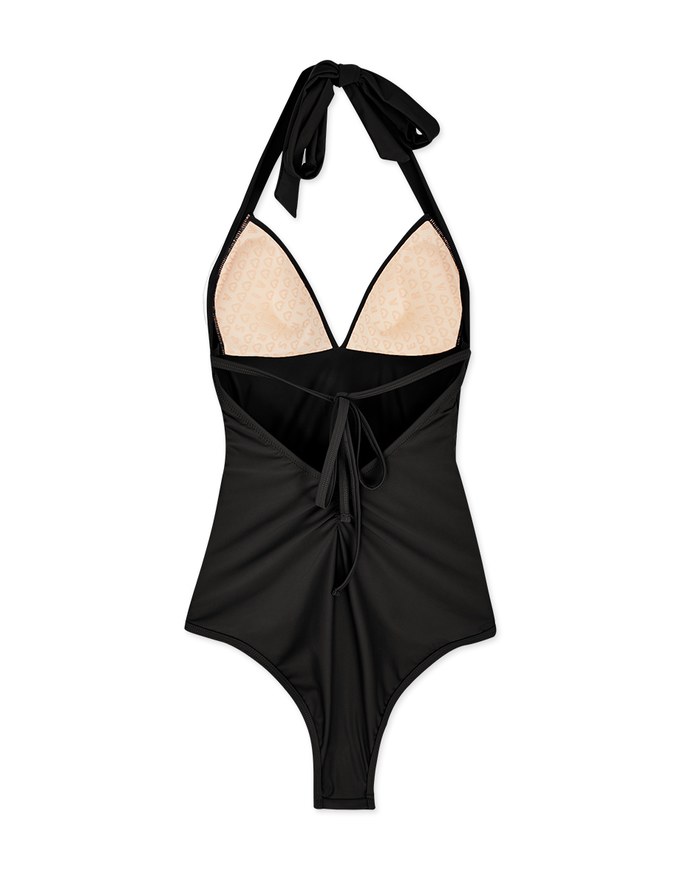 【EXTRA BODICE LENGTH】Tall Girl-Halter Waist Trainer Sculpting Swimsuit Push Up Bra Padded